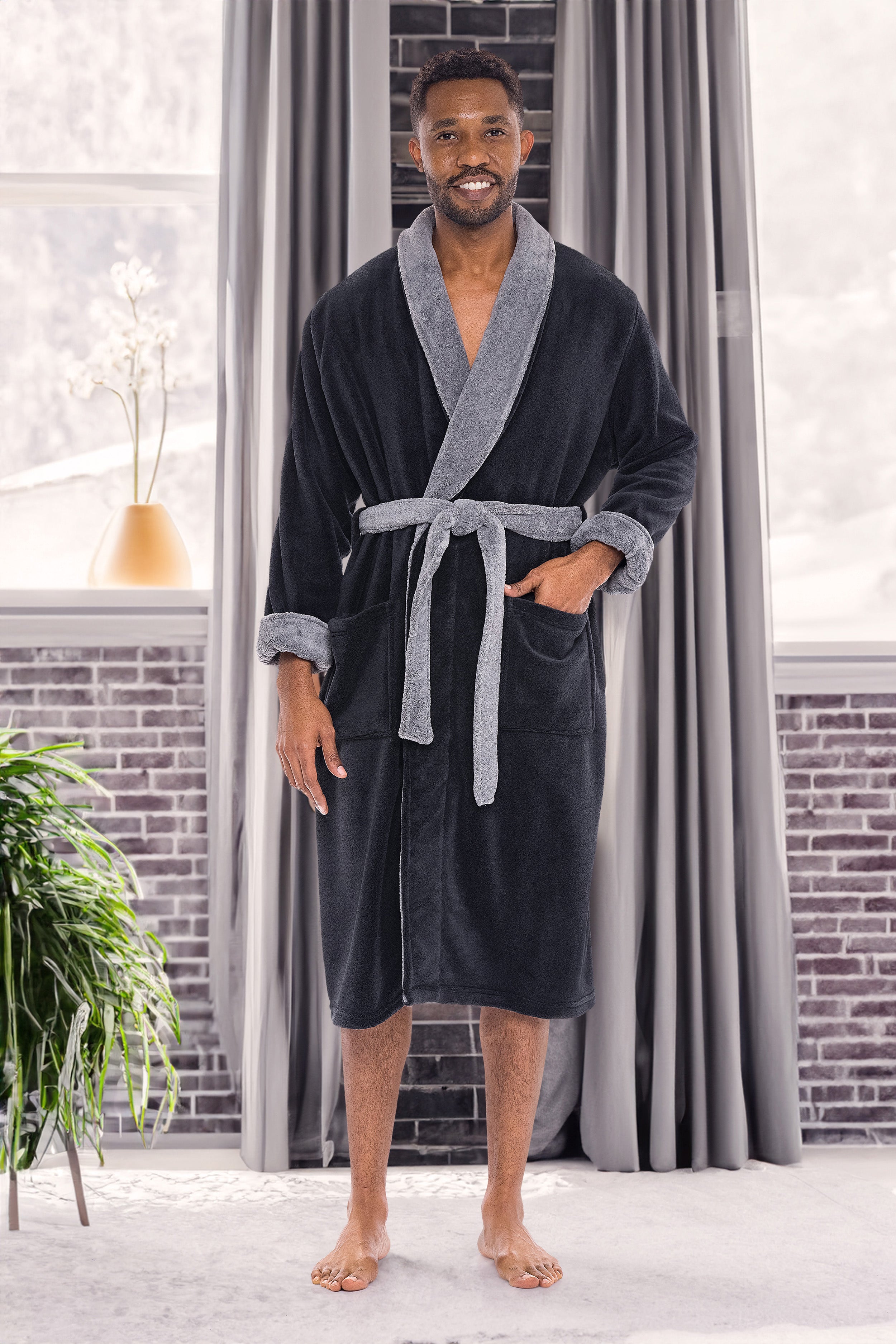 Men's Warm Winter Fleece Robe, Soft Plush Bathrobe – Alexander Del