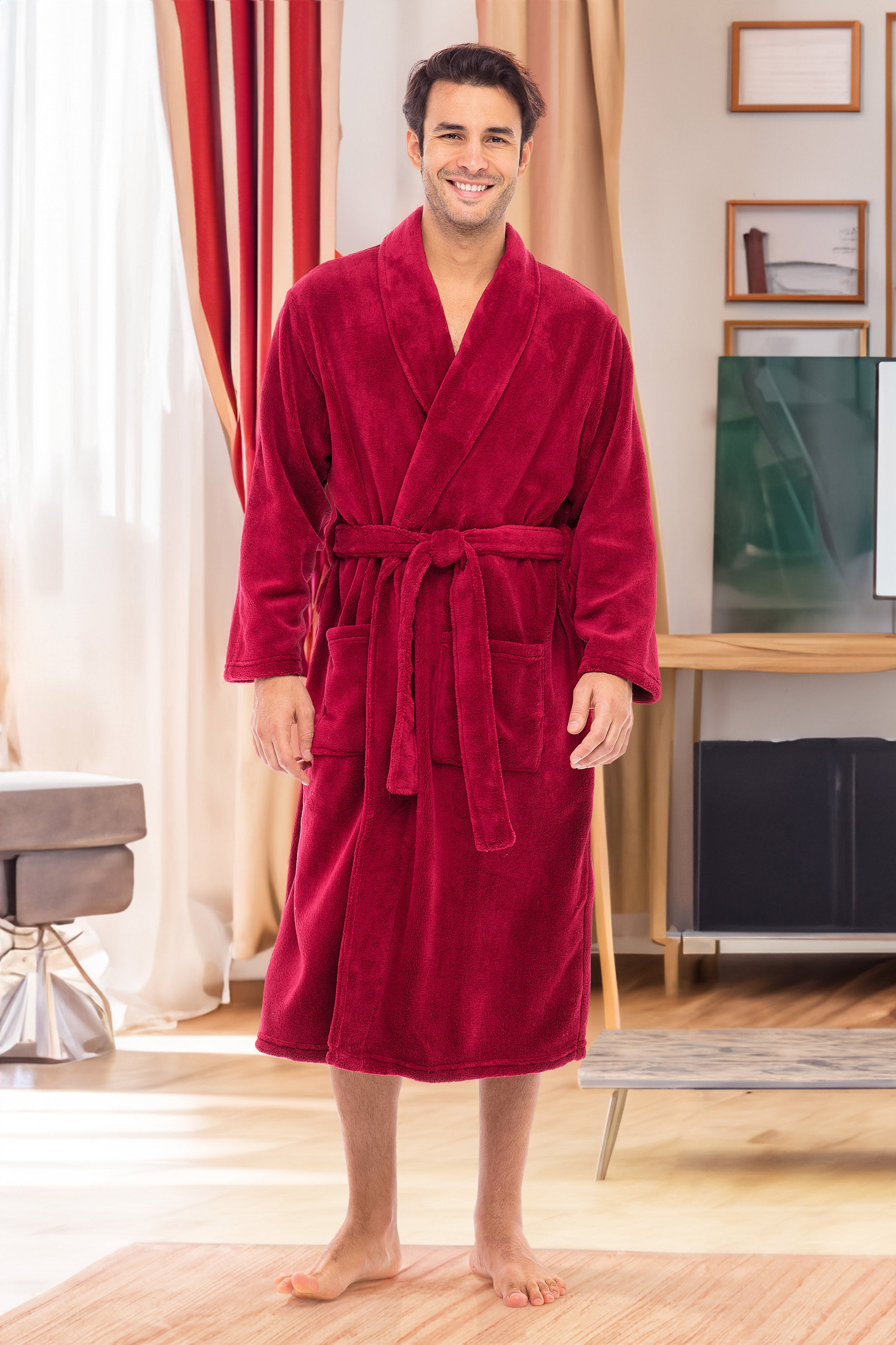 Men's Warm Winter Fleece Robe, Soft Plush Bathrobe – Alexander Del