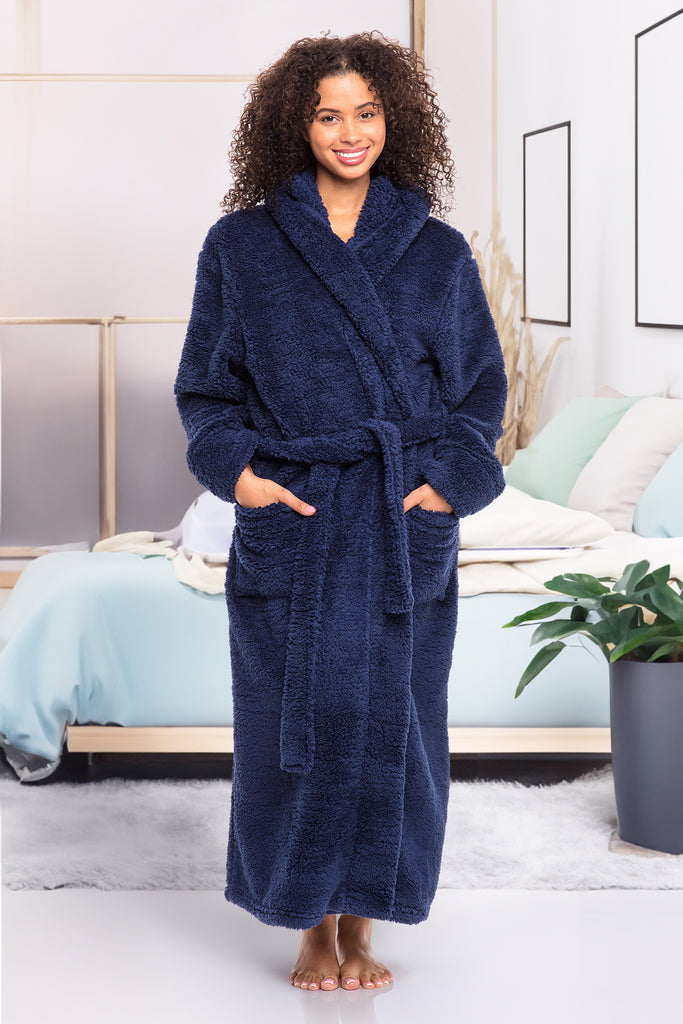 Long Hooded Robe for Women Luxurious Flannel Fleece Full Length