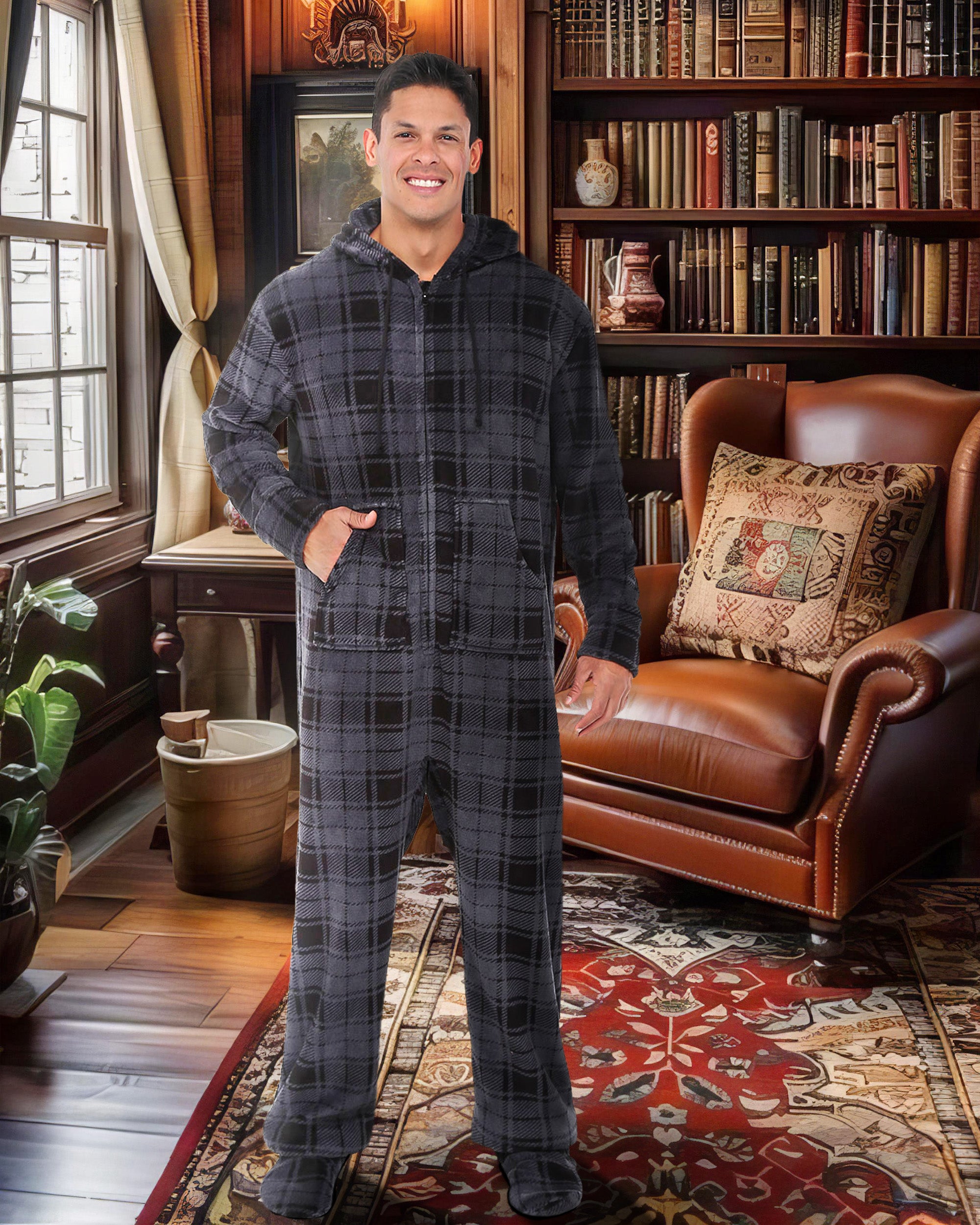 Qemsele Onesies, Kigurumi Onesies for Men and Women Adults Flannel Warm