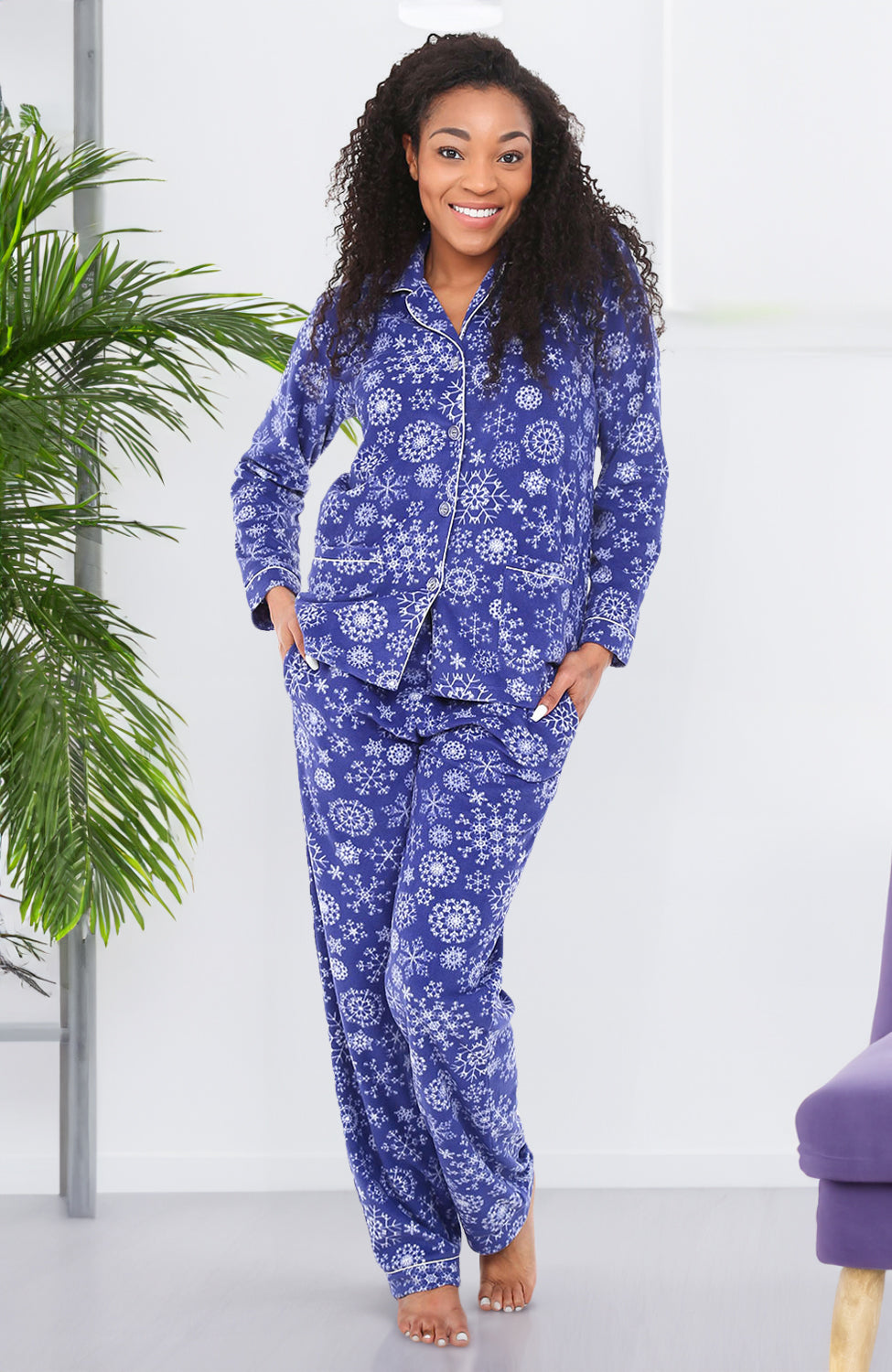 ADR Women's Plush Fleece Pajama Set, Cozy PJ Set for Women