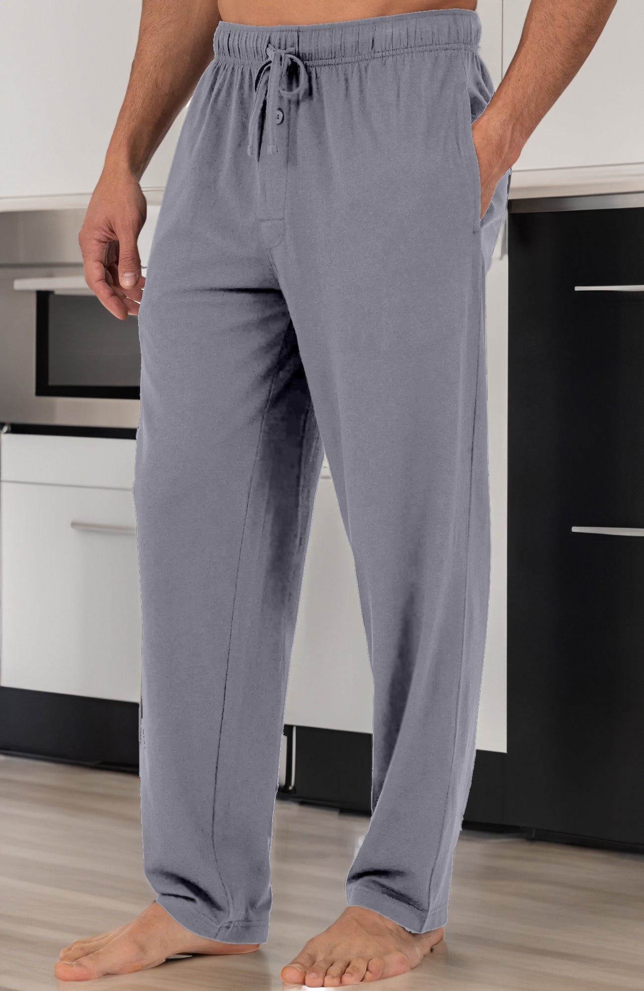ADR Men's Soft Cotton Knit Jersey Pajama Pants with Pockets, PJ
