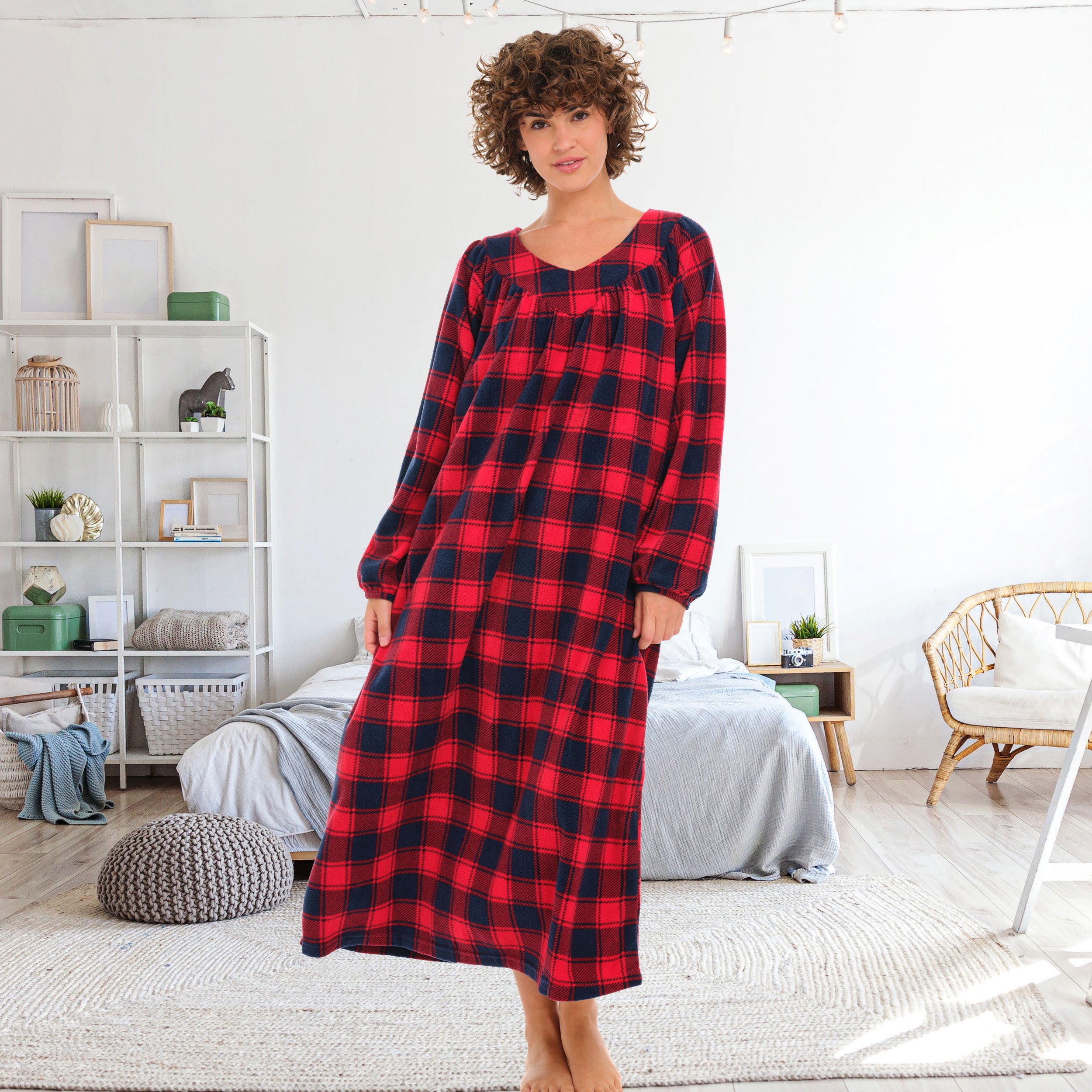 Women's Polar Fleece Nightgown, Sleep Dress, Long Sleep Shirt