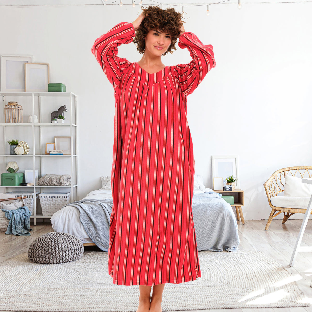 Women's Cabin Core Polar Fleece Nightgown, Sleep Dress, Long Sleep Shirt