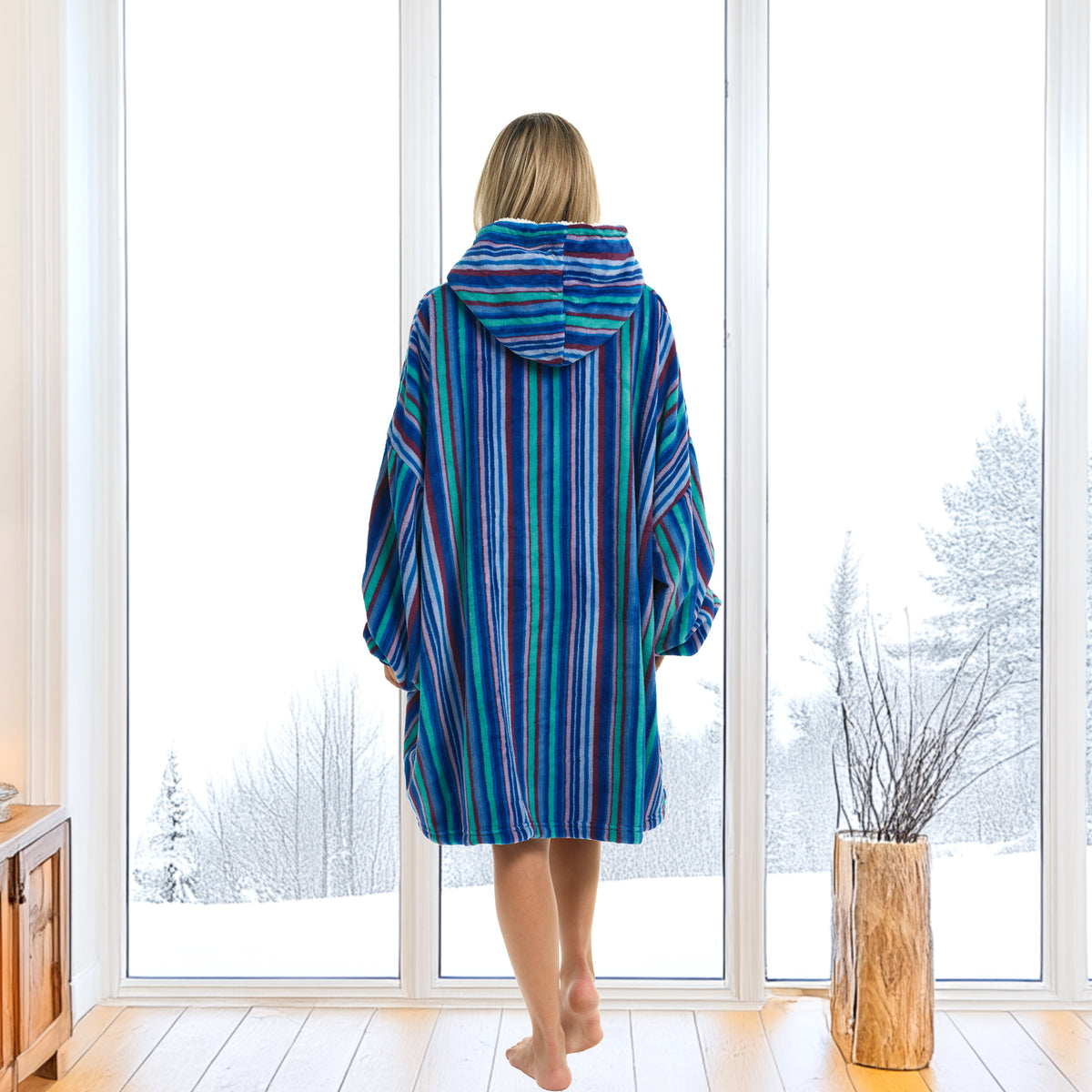 Adult Wearable Blanket Hoodie, Blanket with Sleeves for Men & Women, Big Hoodie, Hooded Blanket in Stripe