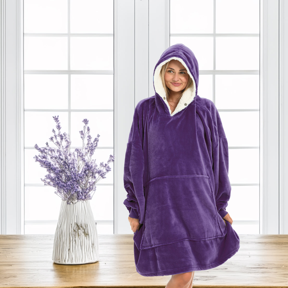 Adult Wearable Blanket Hoodie, Blanket with Sleeves for Men & Women, Big Hoodie, Hooded Blanket in Stripe