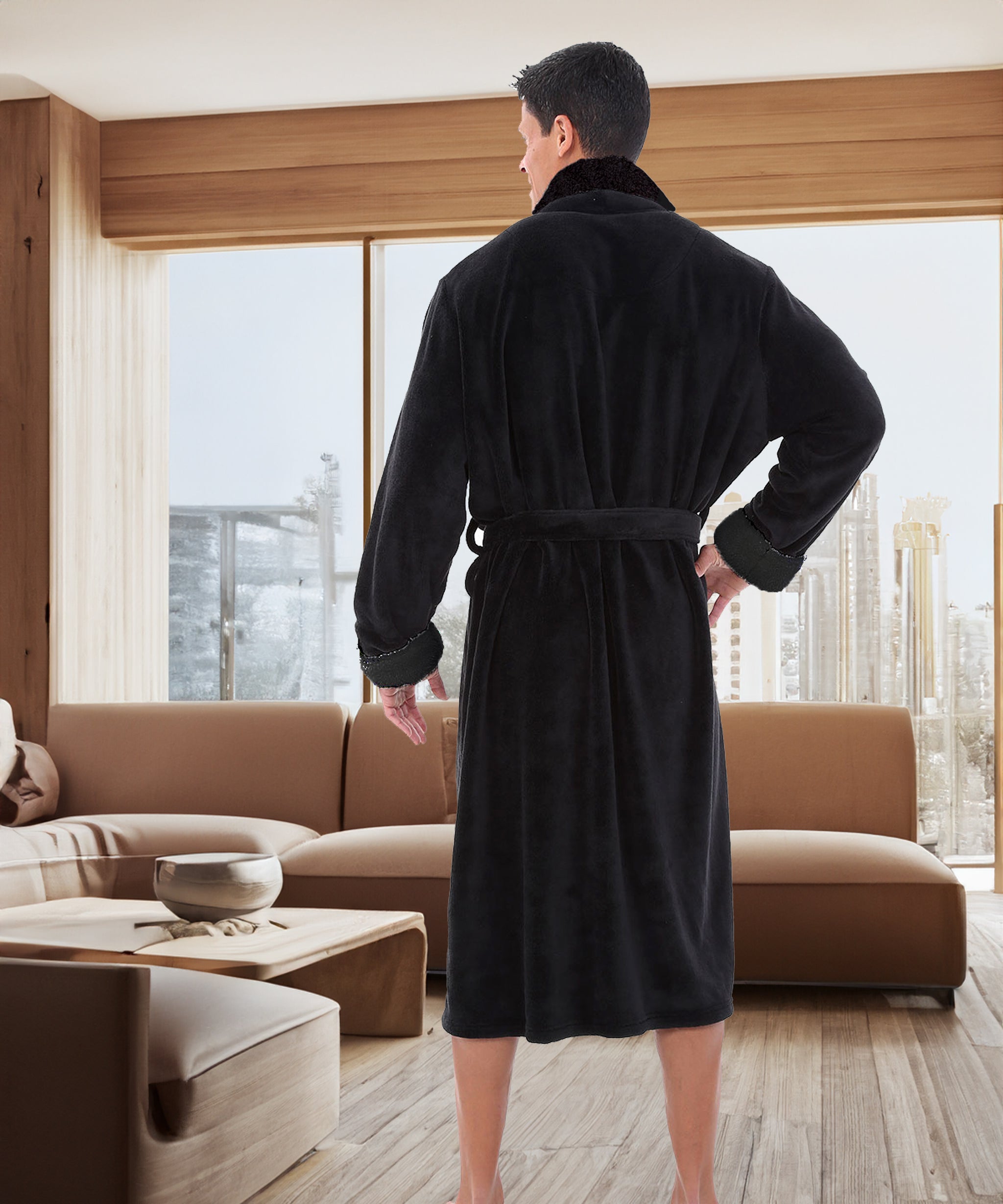 ADR Men's Plush Fleece Bathrobe, Warm Cozy Bath Robe – Alexander