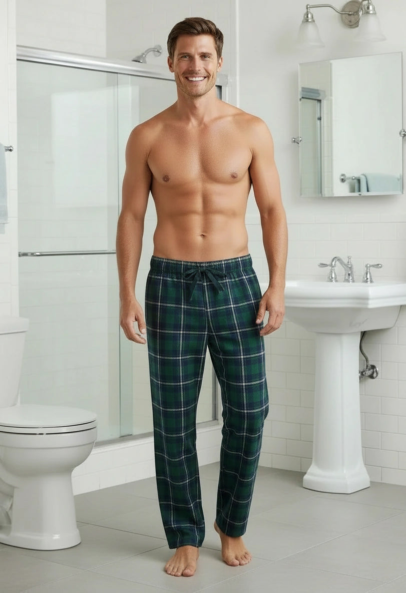 ADR Men's Soft Plush Fleece Pajama Pants, Warm Long Lounge Bottoms