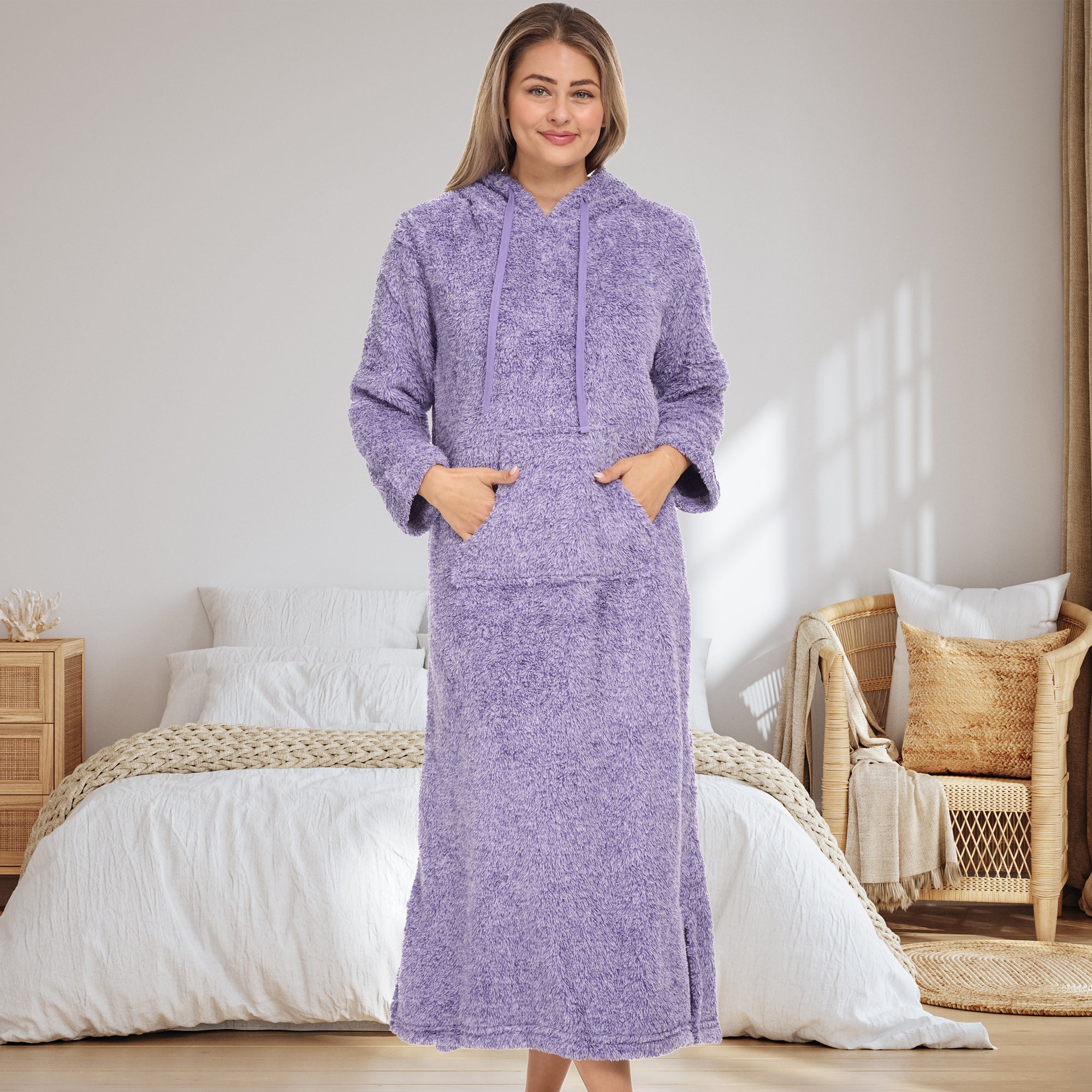 ADR Women's Warm Fleece Nightgown, Oversized Hoodie, Long Hooded Sweatshirt  Robe – Alexander Del Rossa, a Mystic Clothing brand