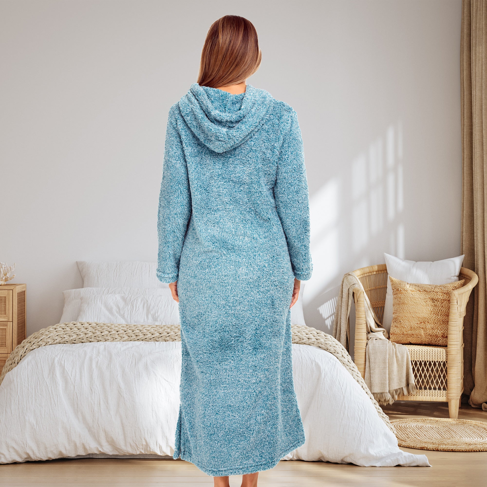 ADR Women's Warm Fleece Nightgown, Oversized Hoodie, Long Hooded Sweatshirt Robe – Alexander Del Rossa