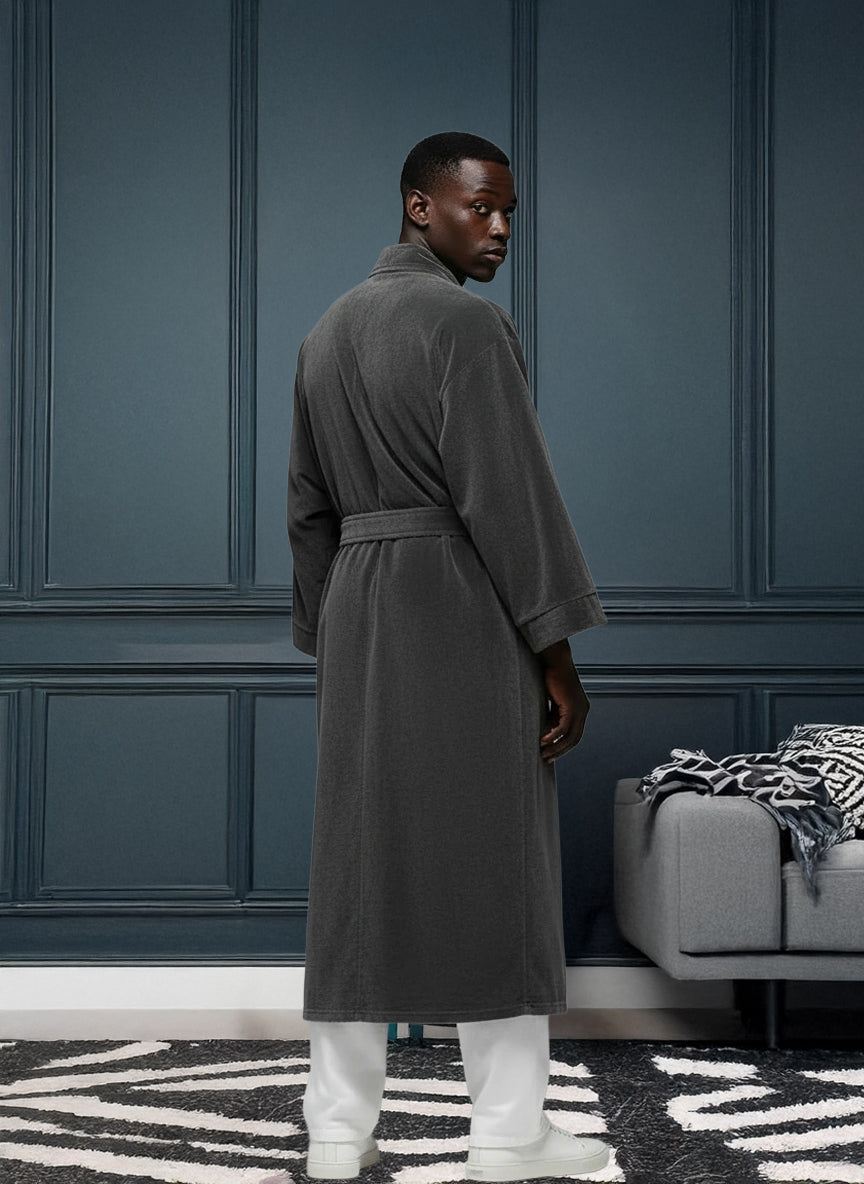 Mens Graphite Gray Kimono Robe, Japanese Robe for Men