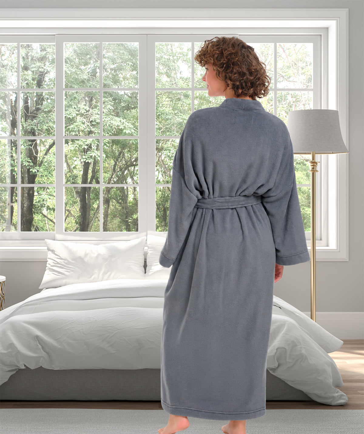 Womens Steel Gray Kimono Robe, Robe for Women