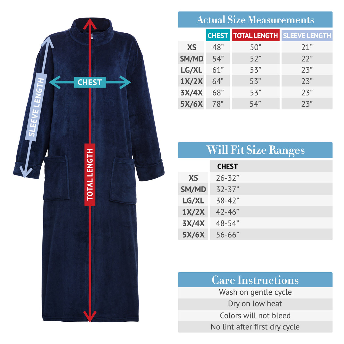 Women's Lavender Zip Up Plush Robe, Oversized Bathrobe with Two Way Zipper