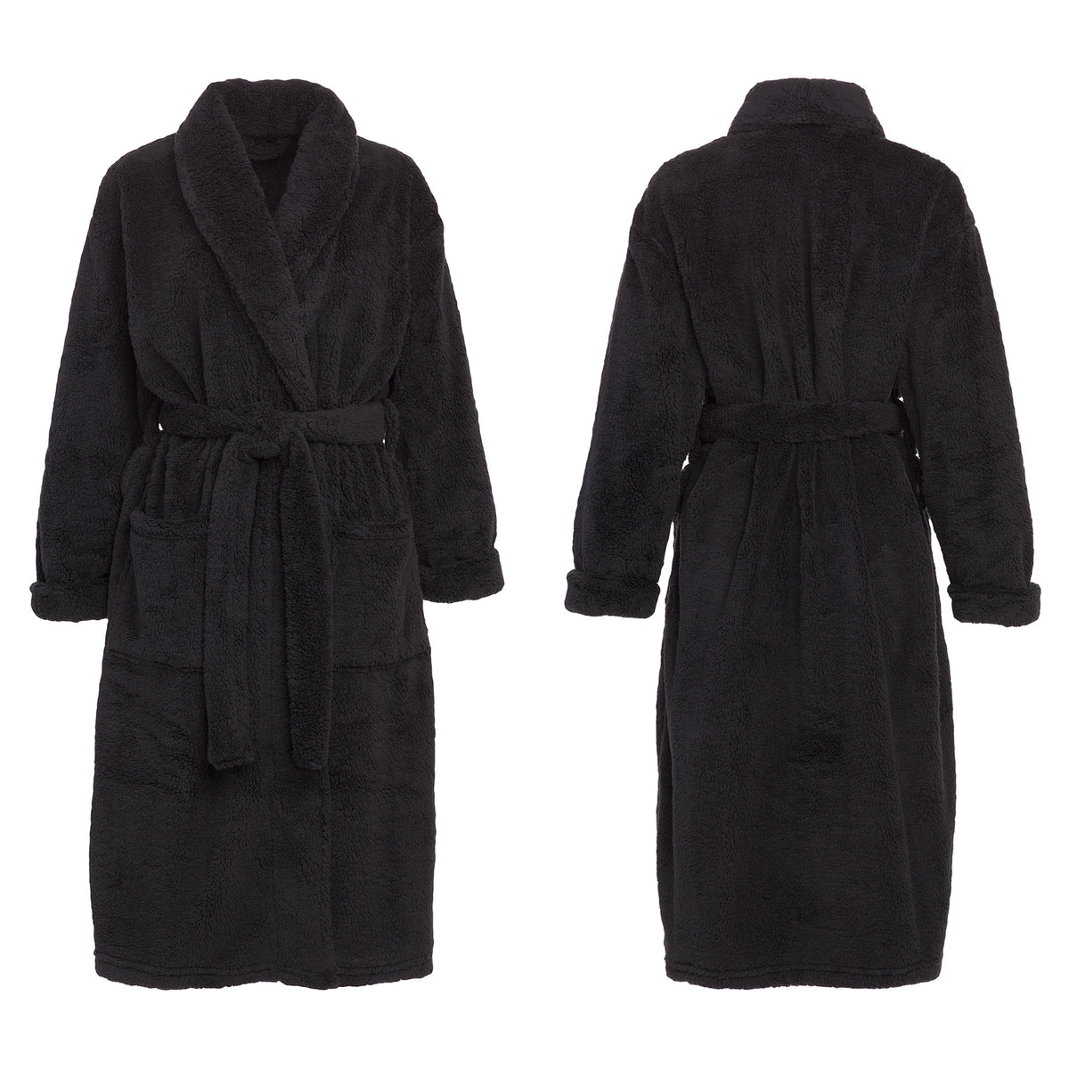 Women's Heathered Burgundy Plush Fleece Robe, Shaggy Feather Bathrobe