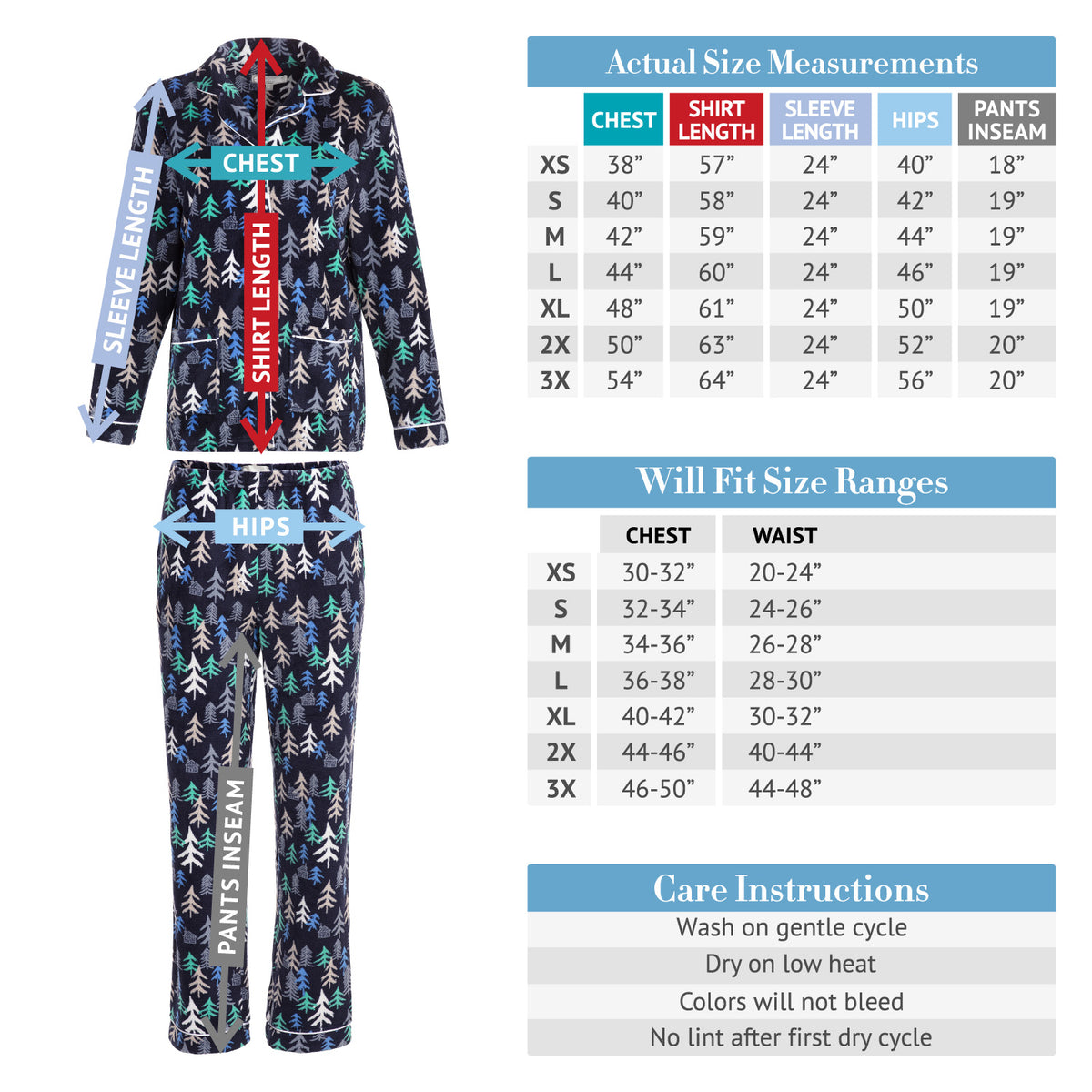 Women's Christmas Snowflakes and Birds Soft Warm Fleece Pajamas Plush Lounge Set, Long Sleeve Top and Pants, PJ