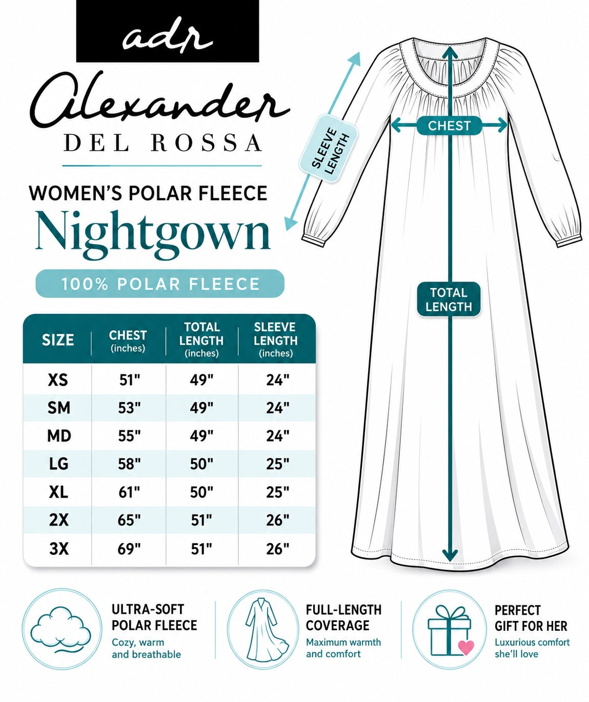 Women's Cabin Core Polar Fleece Nightgown, Sleep Dress, Long Sleep Shirt